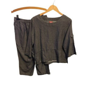 Toofan Womens Long Sleeve Top and Pants Set Gray size small bottoms medium top